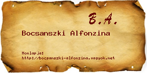 Bocsanszki Alfonzina névjegykártya